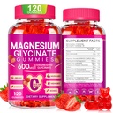 Magnezu Gummie Glicynian 600mg, Bezcukrowy Potas Gummie Magnezu Gummies z Magnezu Glucynian, Witamina D, B6 i CoQ10 dla snu, Relaks, Mózg i mięśnie, 60 Dni dostaw
