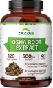 Zazzee OSHA Root 4: 1 Extract, 500 mg forward, 120 Vegan Capsules, 4 Month Supply, Concentrated and Standaryzed 4X Extract, 100% Vegetarian, Ligusticum porteri, All- Natural i Non-GMO