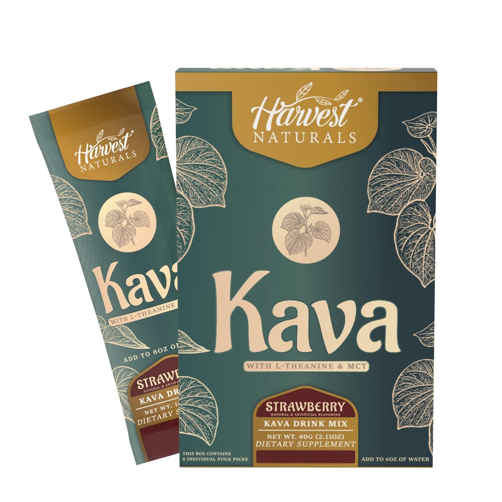 Ekstrakt Kava z L- Theanine & MCT Drink Mix 124; Strawberry Flavor 124; On- The- Sticks Dodaj do wody 124; 6 Sticks (6 Servings)