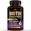 Nowy wiek Biotin Collagen Keratin Kwas hialuronowy - 50,000mcg Witaminy wzrostu włosów dla mężczyzn i kobiet, paznokci, włosów, Witaminy skóry i DHT Blocker z witaminy E Kwas foliowy Dynia Nasienie MSM - 90 Hr
