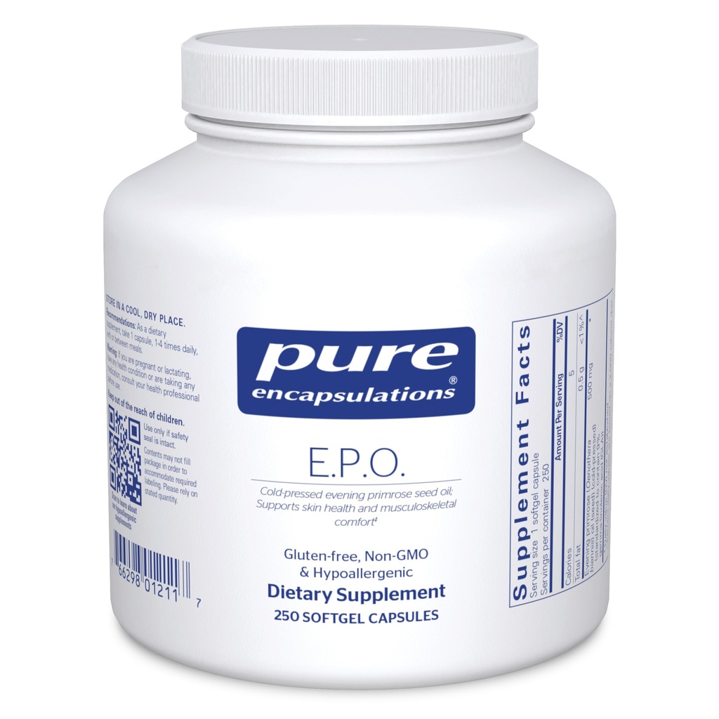 Pure Encapsulations E.P.O. (Evening Primrose Oil) Agregat 124; Hypoalergenic Dietary Supplement zawierający 9% GLA Agregates 124; 250 Softgel kapsułki