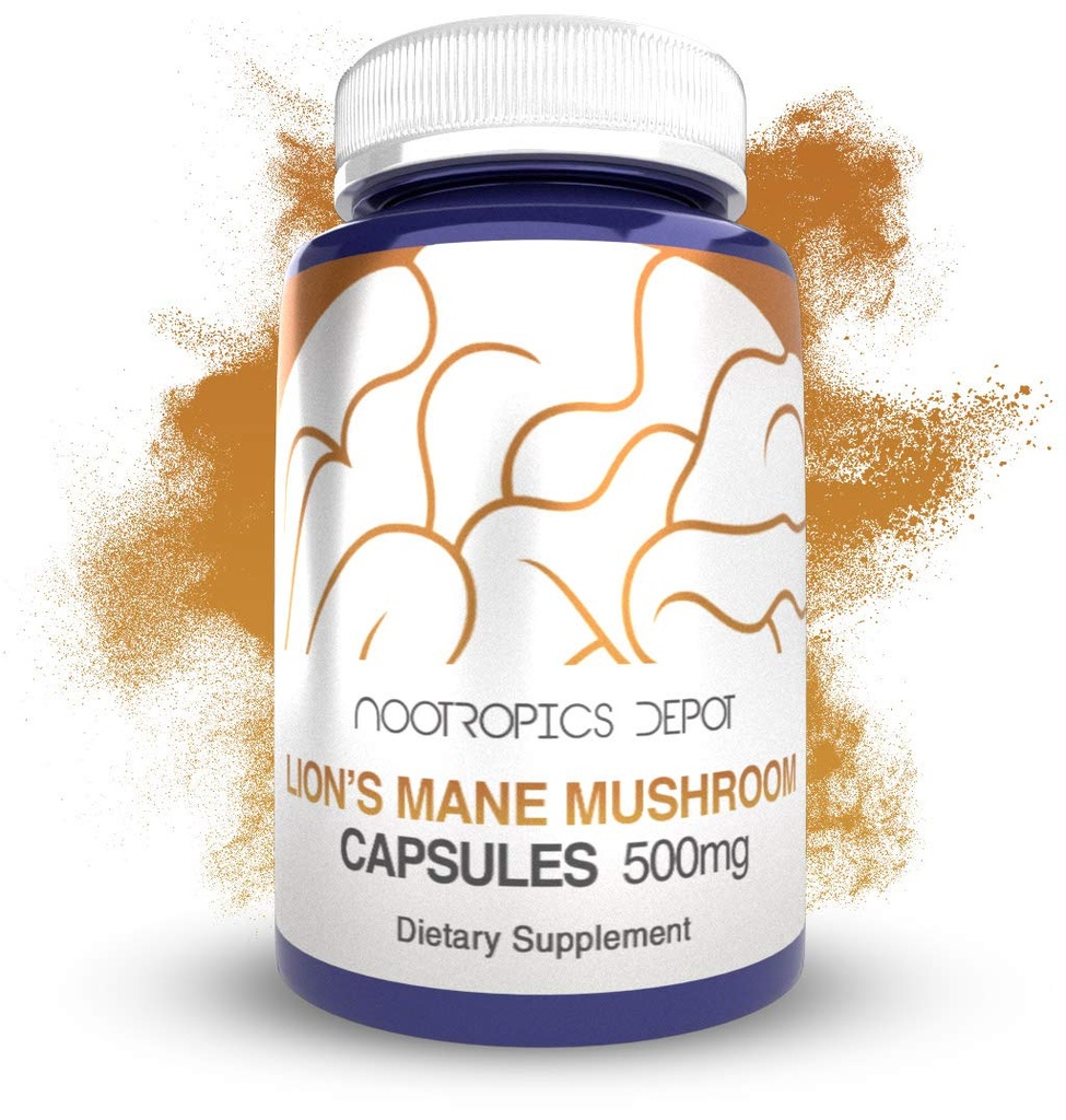Nootropics Depot Lions Mane Mushroom Capsules 124; 500mg Capsules 124; 60 Hrabia 124; Hericium erinaceus accord 124; Full Fruiting Body Mushroom Extract 124; Brain Health Supplement According 124; Neuroprotective + Boosts Mood