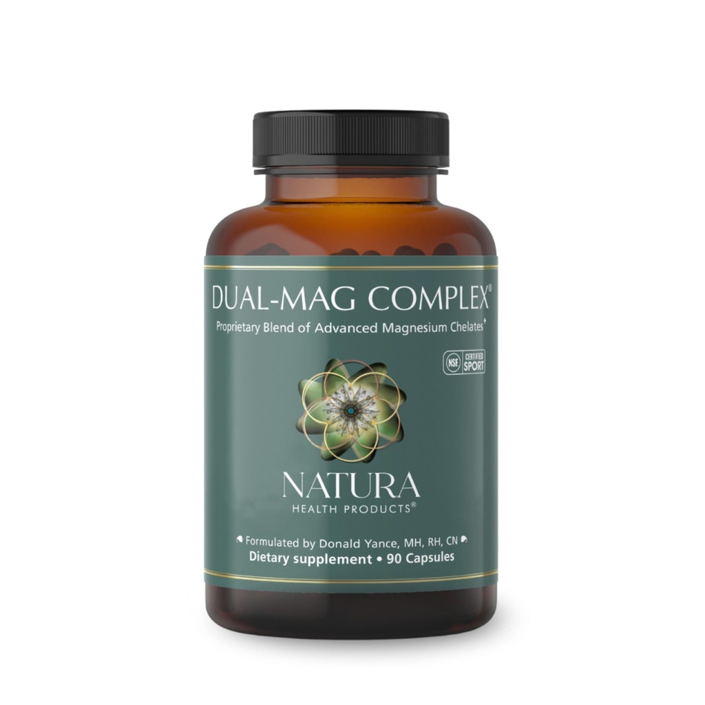 Natura Health Products Dual- mag Complex Supplement - Promotes Cardioviral, Neurological, and Immune Health - Featuring Albion 's Magnezu Bisglicinate Buffered Chelate (90 kapsułki)