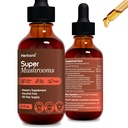 Super Grzyby 8- in1 - 2 fl Oz Liquid Extract - Brain Booster & Immune Support Drops - Reishi, Lwie 's Mane, Cordyceps, Chaga, Mitake, Turcja Ogony, Shiitake, Agaricus - Wysoka moc - 45- Day Supply