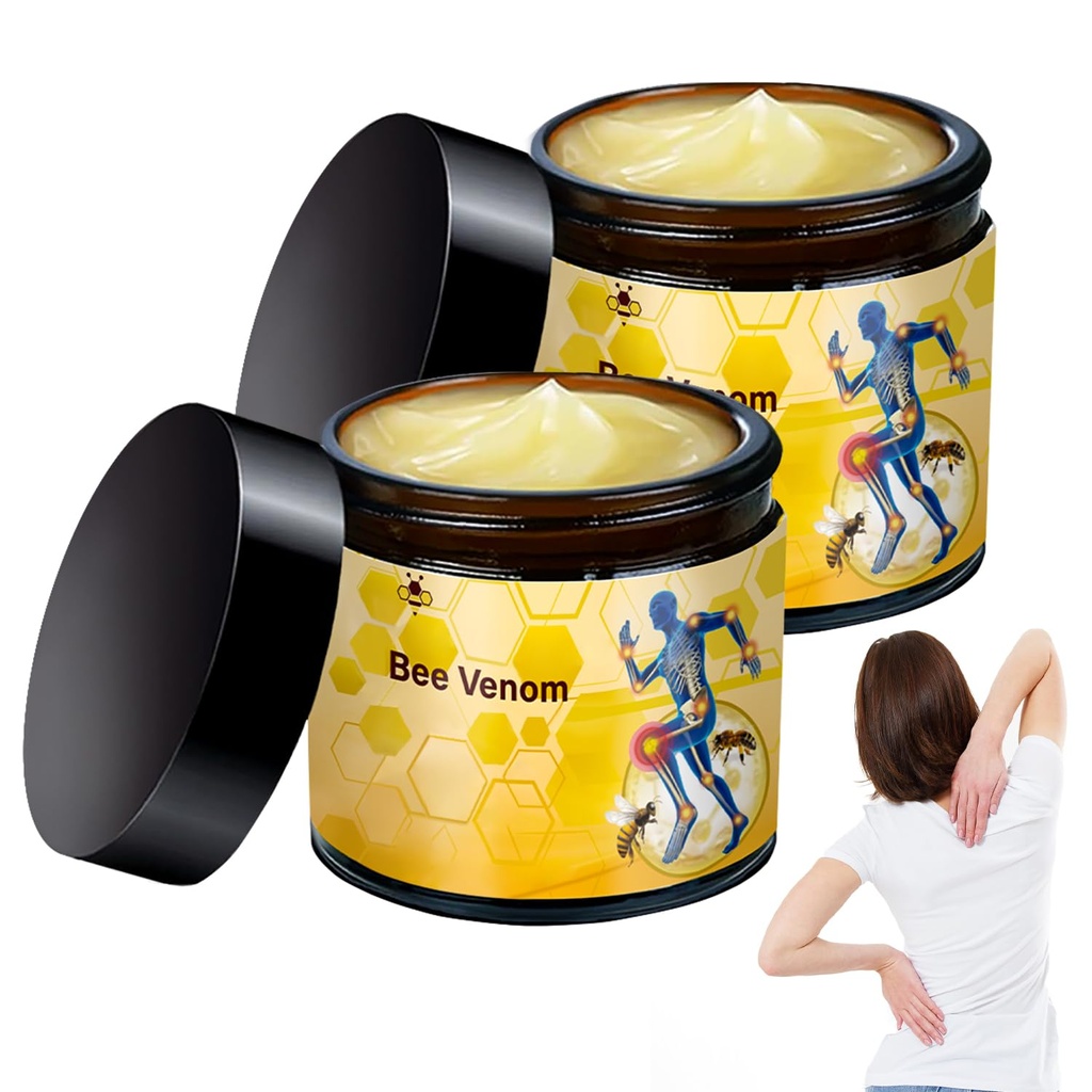 2 Pcs Bee Venom-Relief Cream, Professional Bee Venom Cream, Natural Joint Relief Gel, for Neck, Waist, Back Hand Feet and Leg