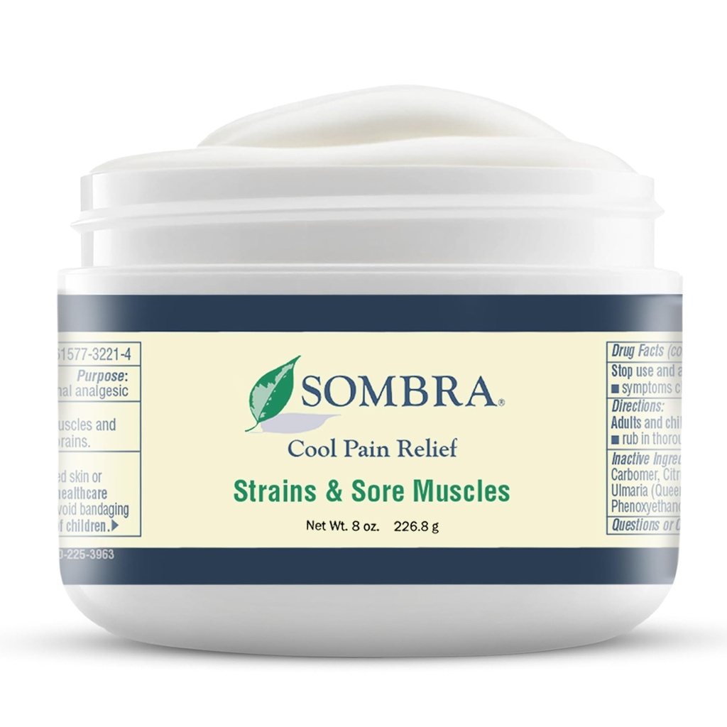 Sombra Cool Pain Relief Gel Cold Pain Relief for Swelling, Growing Pains, Soreness, Post-Workout, Vegan Formula Free of Artificial Fragrances, Dyes, NSAID, Wax, Petroleum, Alcohol - 8oz Jar