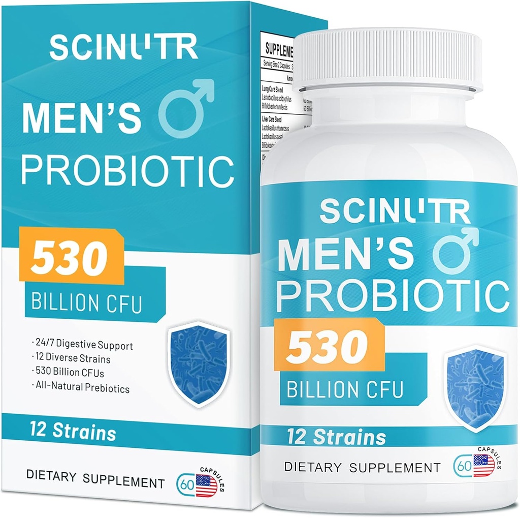 Probiotyki dla mężczyzn, 530 Miliard CFU & 12 Szczepów, Probiotyk z żurawiny turmerowej & Goji, Gut Health for Men, Supports Digestive Health, Mikrobiome, Colon, & Immune Health, 30- Day Supply