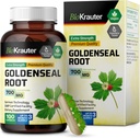 BIO KRAUTER Goldenseal Korzeń kapsułki 700 mg - 100 Złote Czapki z proszkiem uszczelniającym - Wsparcie dla układu oddechowego i pokarmu - Wegan, Brak Fillerów