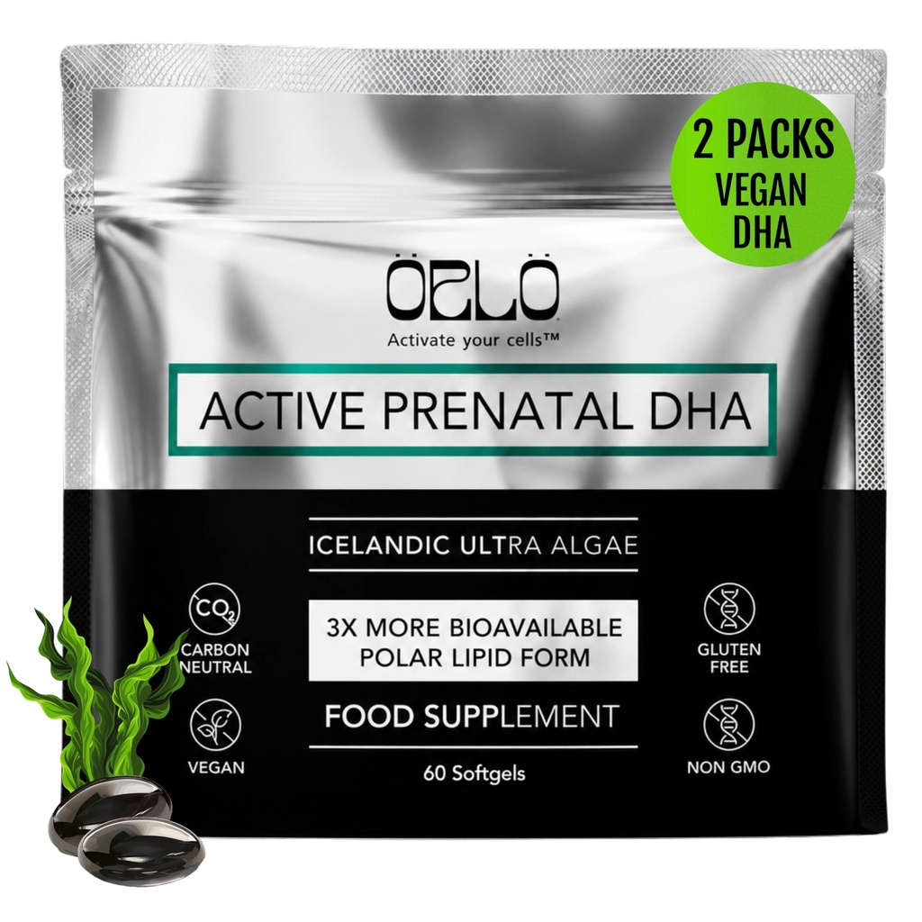 Orlo PRENATAL DHA - Prenatal DHA Omega 3 Supplement - Triple Strength Omega3s - Vegan DHA & EPA Algae Omega-3 Oil - Wspiera rozwój mózgu w czasie ciąży i laktacji (120 Mini Softgels)