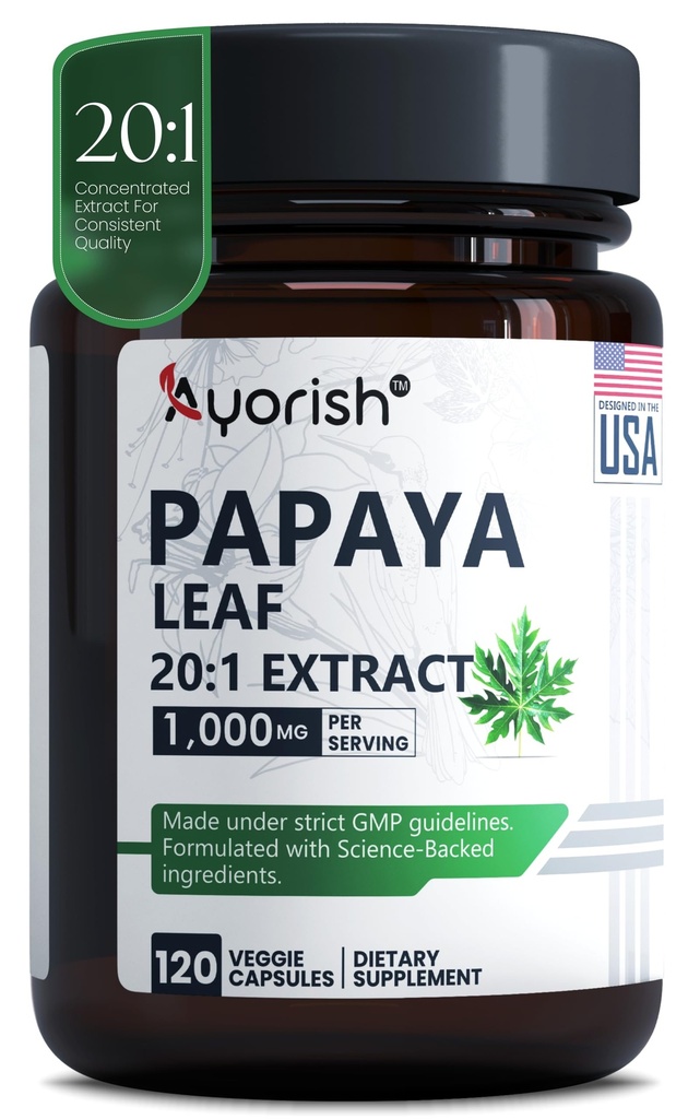 Papaya Leaf Extract 1000mg 120 Capsules