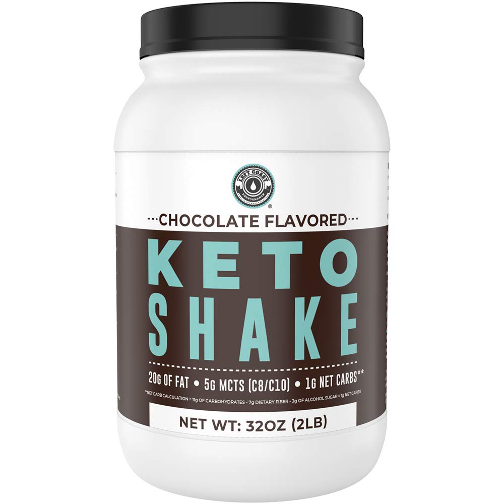 Keto Meal Shakes wymiany shake, Czekolada, 2lbs, Niskie Carb Keto Protein Shake Mix, MCT Proszek, Pasza z trawy Zhydrolizowane Peptydy Collagen, Keto śniadanie Shake, 20g tłuszczu, 14g białka, 1 Carb netto, Zero cukru
