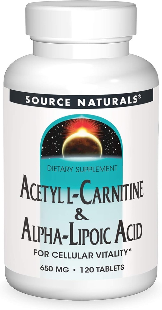 Źródło Naturals Acetyl L- Carnitine & Alpha- Lipoic Acid 650mg- 120 Tablets