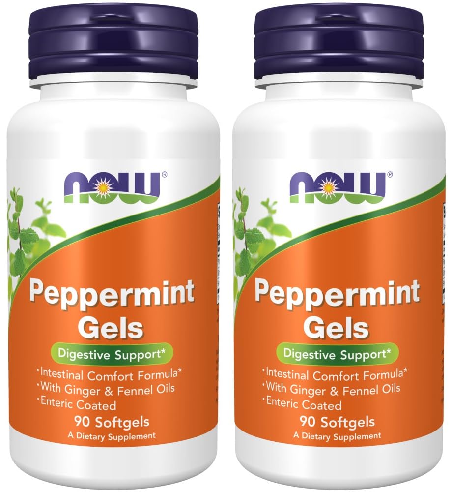 Teraz żywność mięta peppermint żele z olejami imbirowymi i koprowymi, 90 Softgels (Opakowanie 2)