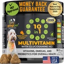 Googipet Premium 10 in 1 Dog Vitamin Multivitamin Chewable z probiotyki dla Gut Health, Dog Vitamin i suplementy w / Witamina C & Glukozamina do wspólnego wsparcia (Masło orzechowe i aromat dyni)