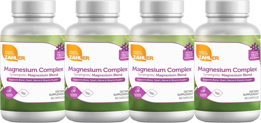 Zahler Magnesium Complex Synergistic Magnesium Blend, Supports Bone, Heart, Nerve and Muscle Health, 240 Capsules.