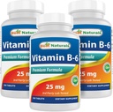 Najlepsi naturalni Witamina B6 25mg 250 tabletek (250 liczenie (opakowanie po 3))