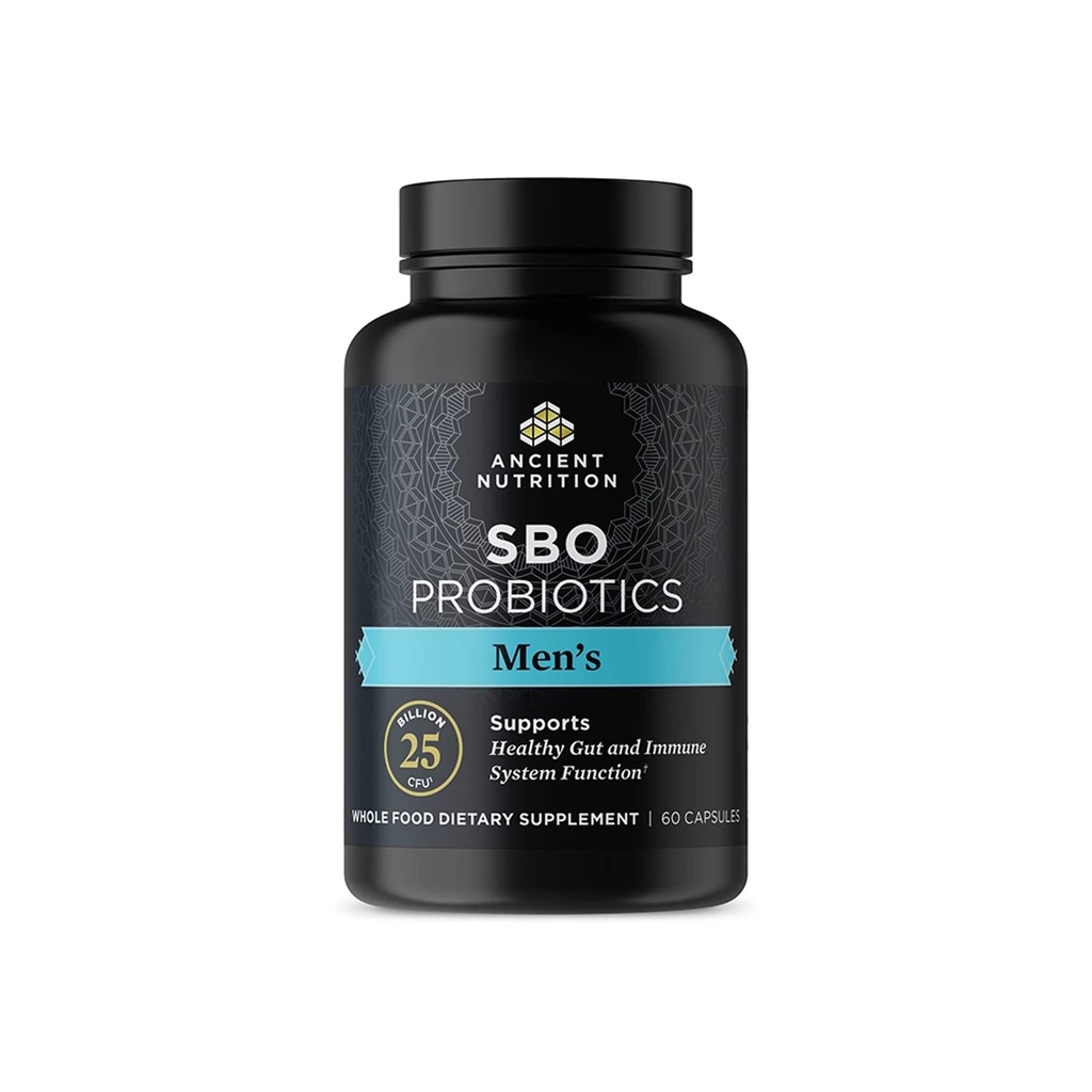 Ancient Nutrition Probiotics for Men, SBO Probiotics Men 's 60 Ct, for Gut Health, Digestive and Immotive Support, Boosts Muscle Mass and Fat Metabolizm, 25 Billion CFU * Na obsługę
