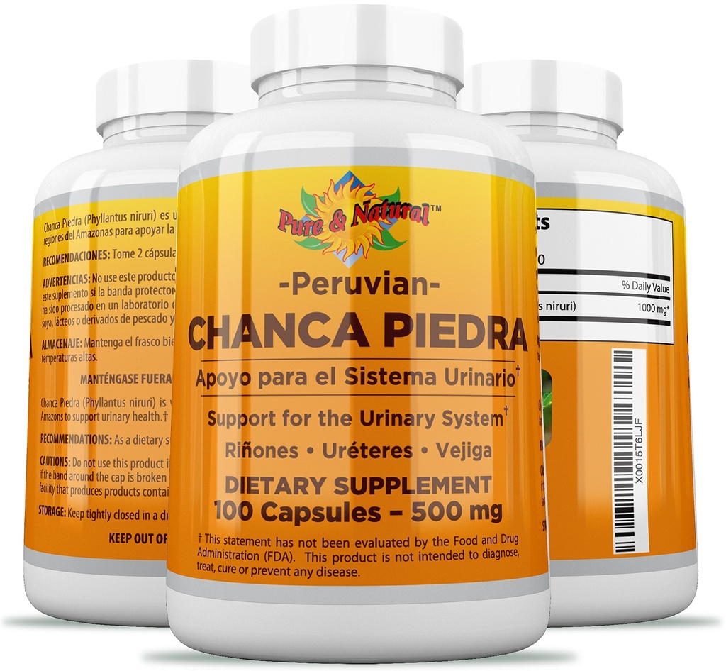Chanca Piedra 100 Count - 500 mg Peruvian Raw Material Stone Breaker - 2 Capsules Per Serving Stones Crusher