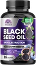 Black Seed Oil kapsułki 1000mg z Thymoquinone - Czysty Nigella Sativa dla zdrowia skóry i wsparcia immunologicznego, 100% olejek z nasion seedu, niesamowite ekstrakcja nad zimno wyciskane czarny komin nasiona - 60 Softgels