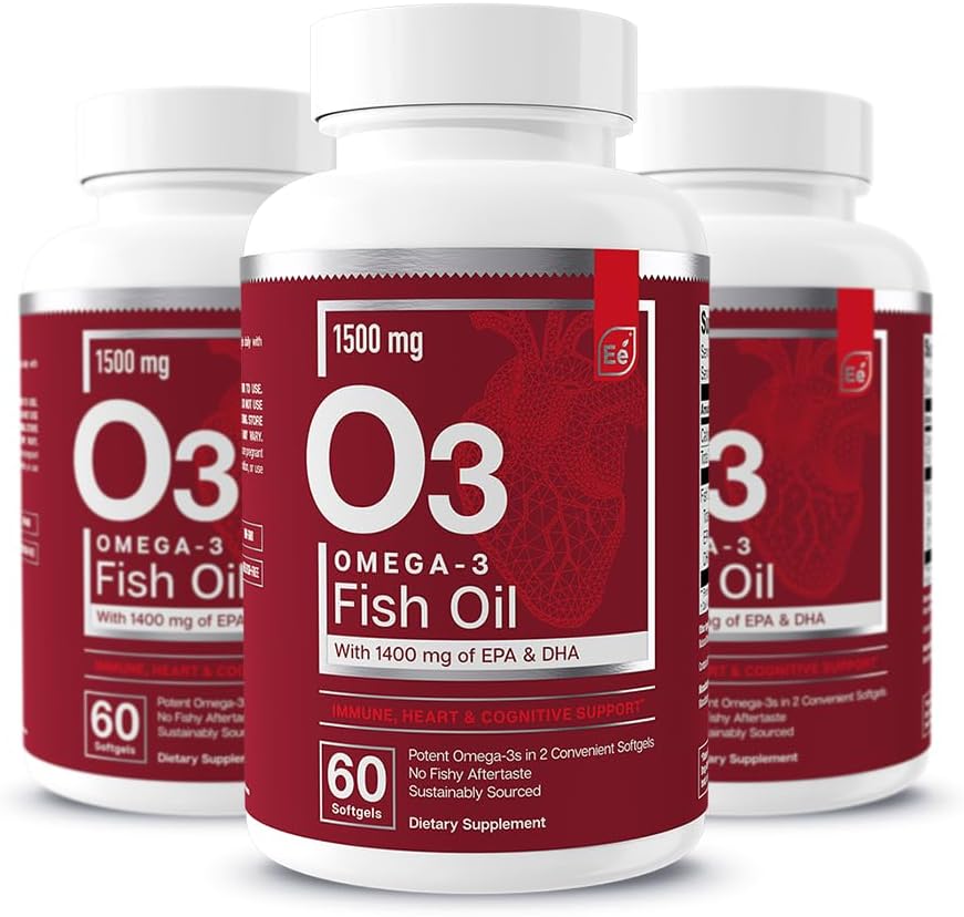 Esencjonalne elementy Omega-3 Fish Oil Supplement with EPA & DHA Acids 124; Kwasy tłuszczowe dla immunologicznego, Heart & Cognitive Support