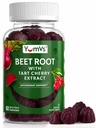 YUM- V 's Beet Gummies korzeniowe z Tart Cherry Extract - Berry Flavor Beetroot Gummies - Beet Chews for Blood Circulation and Antioksydant Support - Red Beets Gummies (Berry 60 Count (Pack of 1)