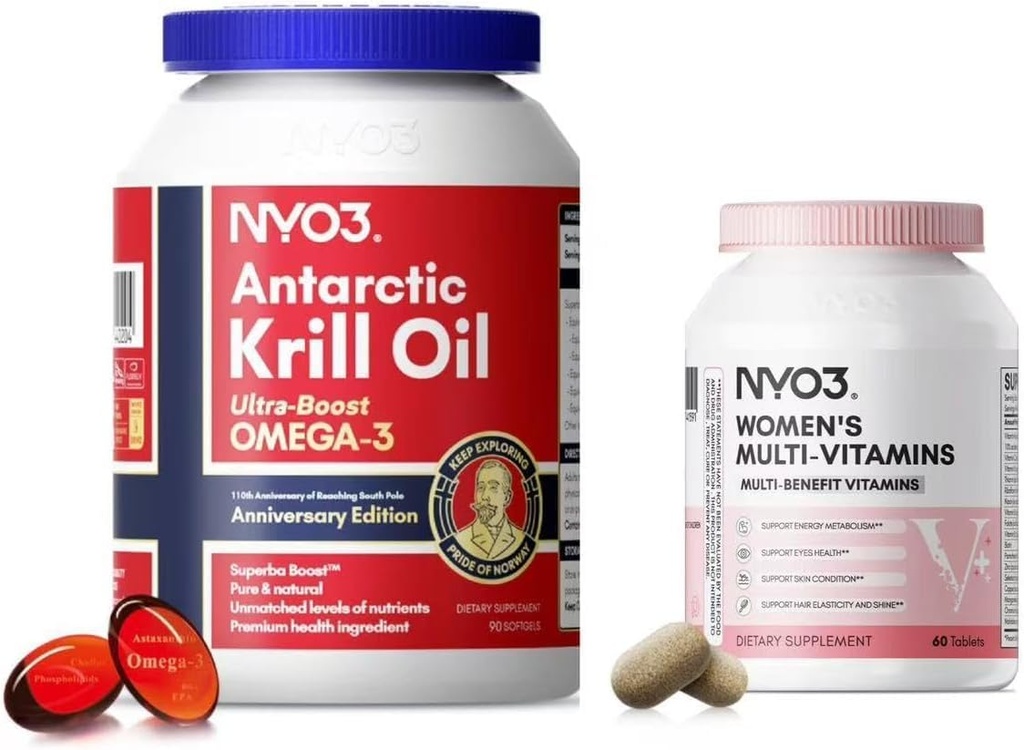 Olejek krylowy NYO3 Omega 3 i wielowitamina dla kobiet, 2 opakowania