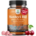 Witamina do rozgryzania i żucia B12 1000 µg - Metylowana witamina B12 Vegan dla wsparcia mózgu Natural Energy - Bone Health Eye Care and Mood Boost with Hair Skin and Nails Halal Vitamin