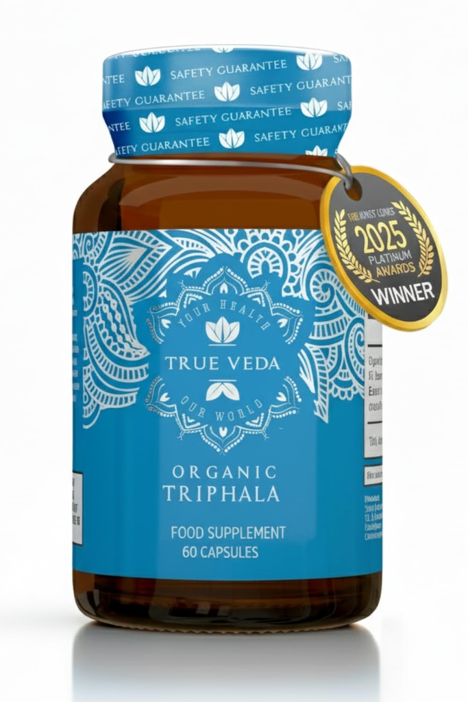 Triphala kapsułki - USDA Organic Certified Size 124; Vegan Triphala Tablets 124; 100% Natural Herbal Triphala Guggulu Supplement Supples 124; Natural Fusion Extract Potency 124; Ayurveda Simplified 124; 60 Caps 124; Trifala Churna