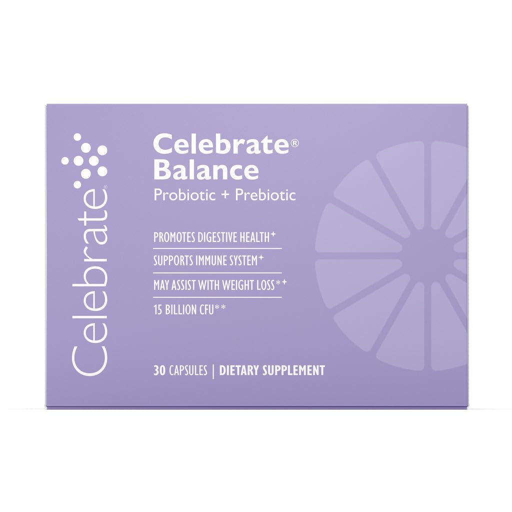 Celebrate Vitamins Balance Probiotic + Prebiotic - Post Bariatric Surgery Daily Supplement for Women & Men, 28.5 Billion CFU - Supports Digestive & Immune Health, Gluten Free (30 Capsules)