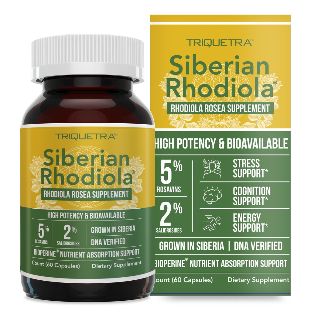 Max Siarczan Rhodiola ®: Rhodiola Rosea 5% Rosavins, 2% Salidrozyd i BioPerine ® do zwiększenia absorpcji - Pomaga wspierać stres, energię i koncentrację * - dorosły na Syberii, DNA sprawdzone (60 kapsułek)