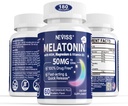 Melatonina 50 mg dla dorosłych - Dodatkowa siła 9- in-1 Szybkie rozpuszczenie podjęzykowe - w / Witamina D3 & MSM, Relaxing Herbal Blend- Ashwagandha, Lemon Balm, Passionflower, Rumianek, Cukier wolny, Wegan 180 Służenie