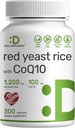 Supplement Deal Red Yeast Rice 1,200mg Per Serving with CoQ10, 300 Capsules - Wsparcie przeciwutleniacze - Czyste Montext Purpureus Powder Source - Citrynin Free, Non-GMO