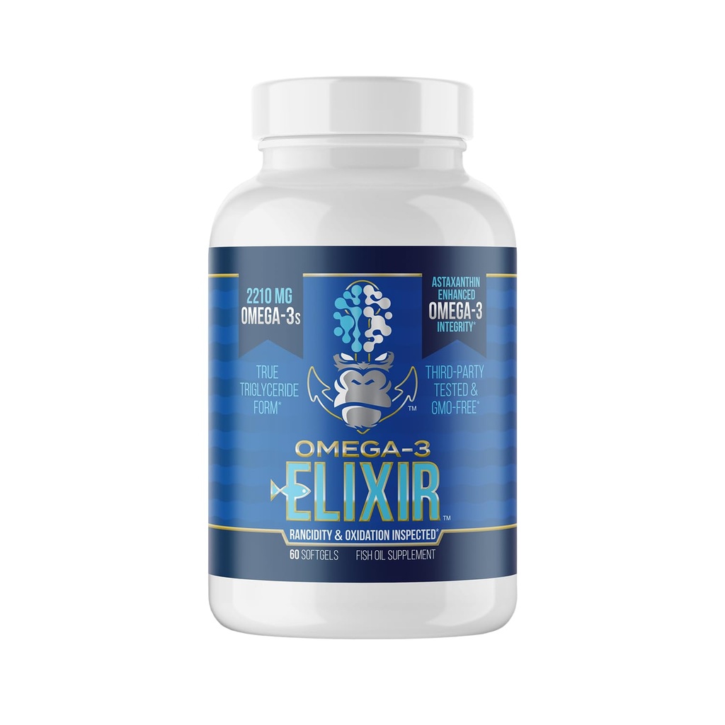 Goryl Mind Omega-3 Elixir ™ Bis 124; 2210mg Fish Oil Re- Esterified Trigliceryde Form 124; EPA, DHA + 2 Kwasy tłuszczowe 124; Astaksantyna Infusion for Bolstered Integrity Division 124; Trzecia Partia & Rancydity Tested Index 124; 60 Softgels