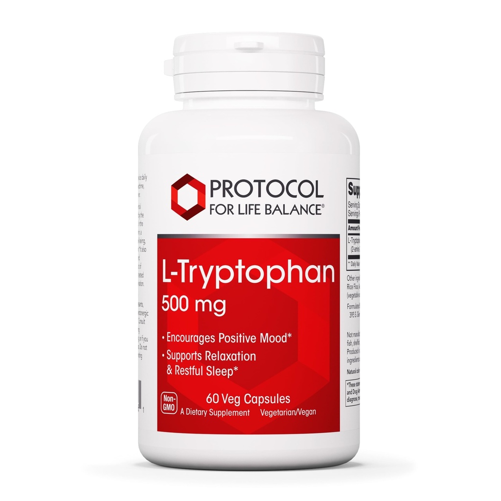 PROTOKÓŁ BILANSU ŻYCIA L- Tryptofan 500 mg - Ulga stresowa i relaksacja - 60 Czapek Veg