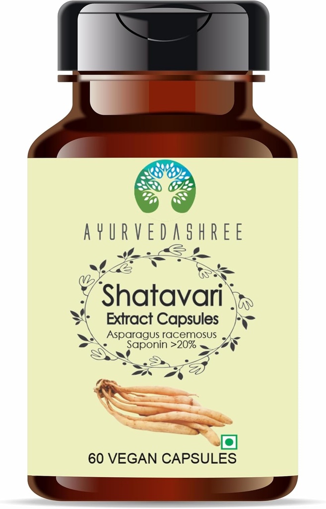 Ekstrakt Shatavari 500mg - 60 Kapsułki wegetariańskie 124; Szparagi Racemosus 124; Wszystkie naturalne 124; 100% Wegańskie 124; Bezglutenowe 124; GMP Certified.