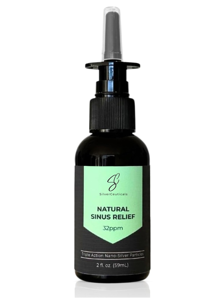 Sinus Relief Spray w/Nano Silver - Only 2 Ingredients - 2oz Vertical Spray