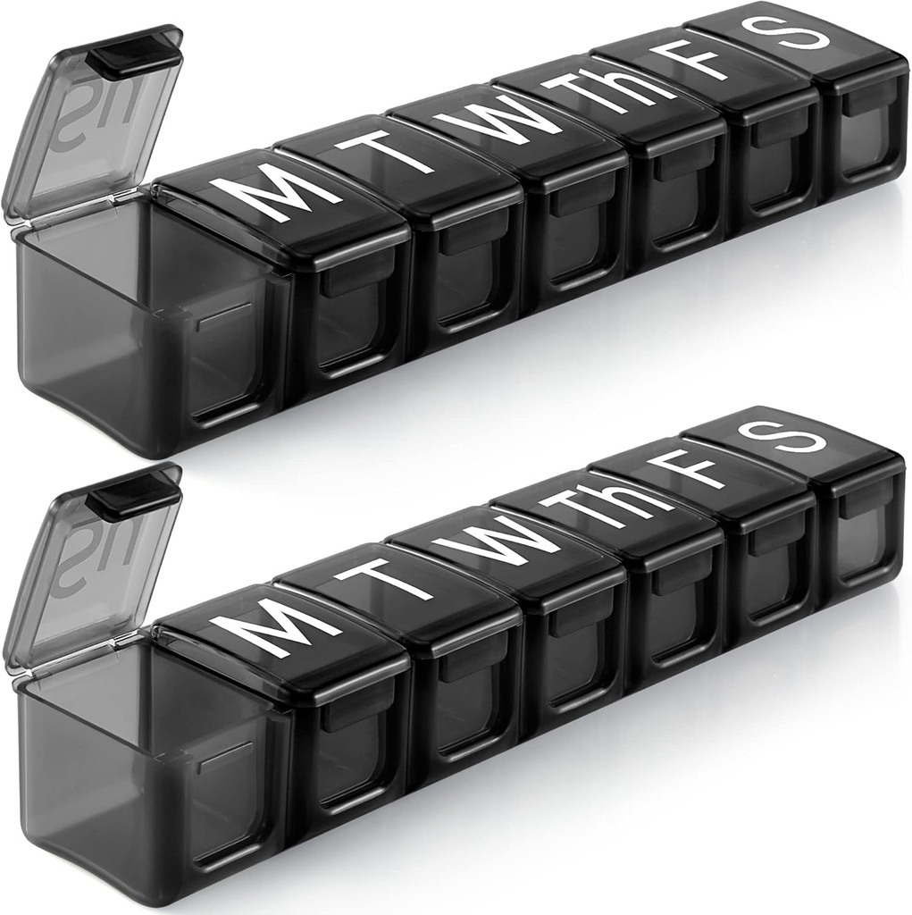 2 Pack Extra Big Weekly Pill Organizer, BPA Free Pill Box 7 Dzień z XL Kompleks na oleje rybne, Przyjazny dla podróżujących lek Organizer Pill Case dla witamin, Suplementy
