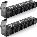 2 Pack Extra Big Weekly Pill Organizer, BPA Free Pill Box 7 Dzień z XL Kompleks na oleje rybne, Przyjazny dla podróżujących lek Organizer Pill Case dla witamin, Suplementy