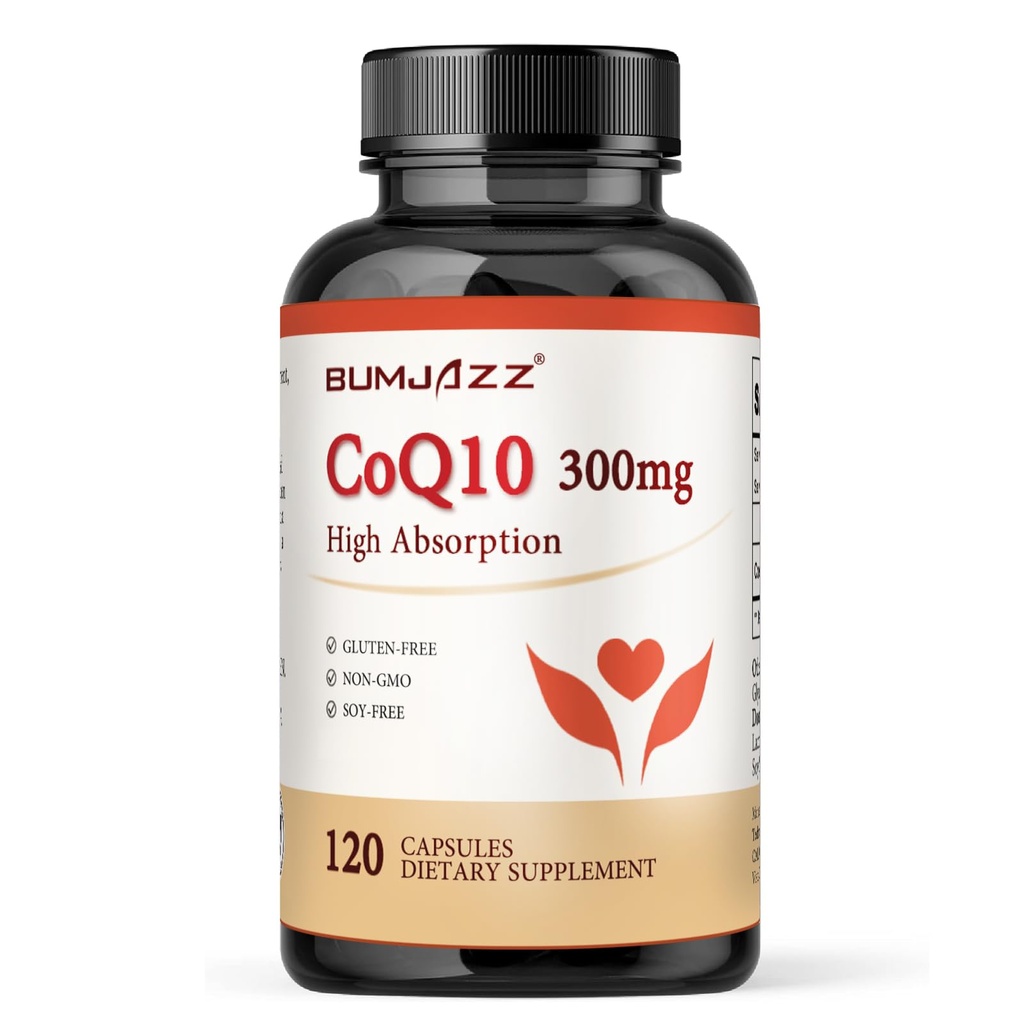 CoQ10 300mg - 120 kapsułek - Wysoka absorpcja - Nie-GMO - Bez glutenu - Koenzym Q10 - CoQ10 kapsułek