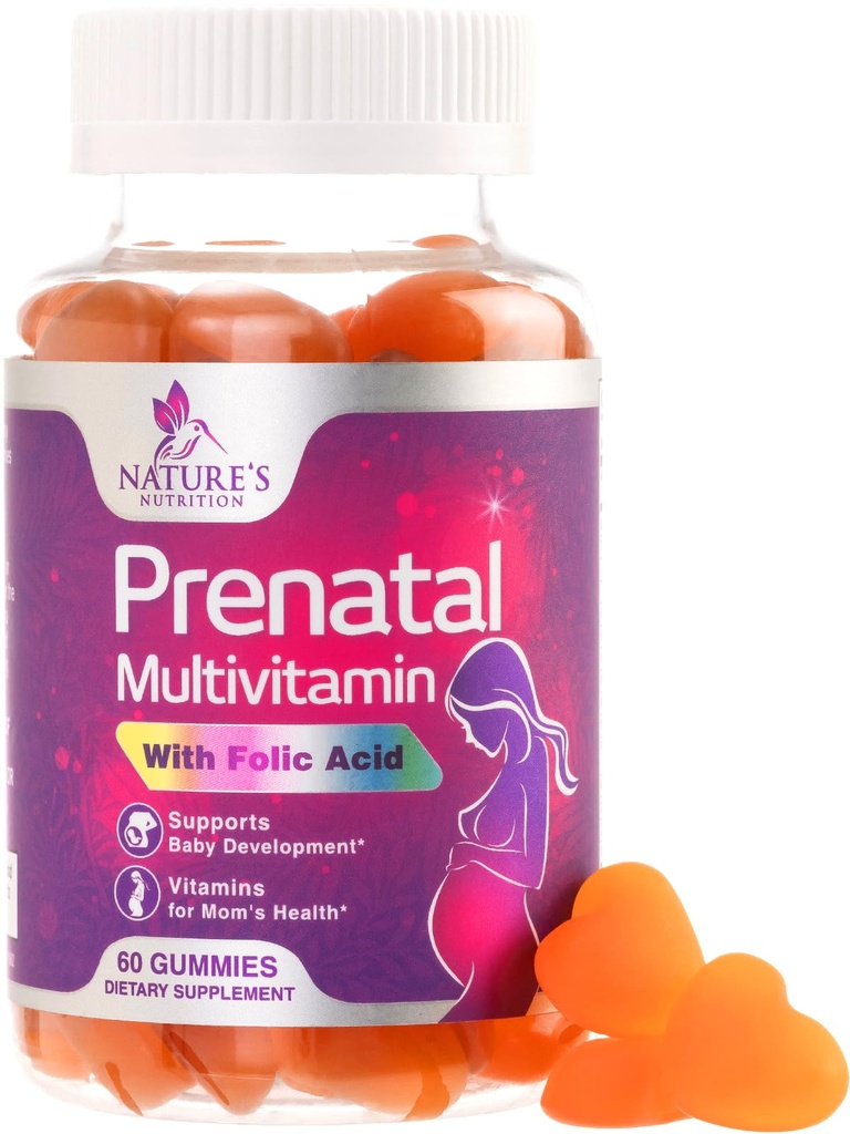 Prenatal Vitamins for Women - Pregnancy Vitamins Gummies with Folic Acid, Vitamin A, C, D3, B12, B6 - Prenatal Multivitamin Gummy for for Fetal Support, Pregnant & Nursing Women - 60 Gummies