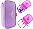 Pil Organizator 2 razy dziennie, Duży AM / PM Cotygodniowe Pill Box 7 Pill Case z napisanych etykiet i ochrony prywatności Light- Purple Zipper Bag do przechowywania suplementów, Witaminy i olejów rybnych