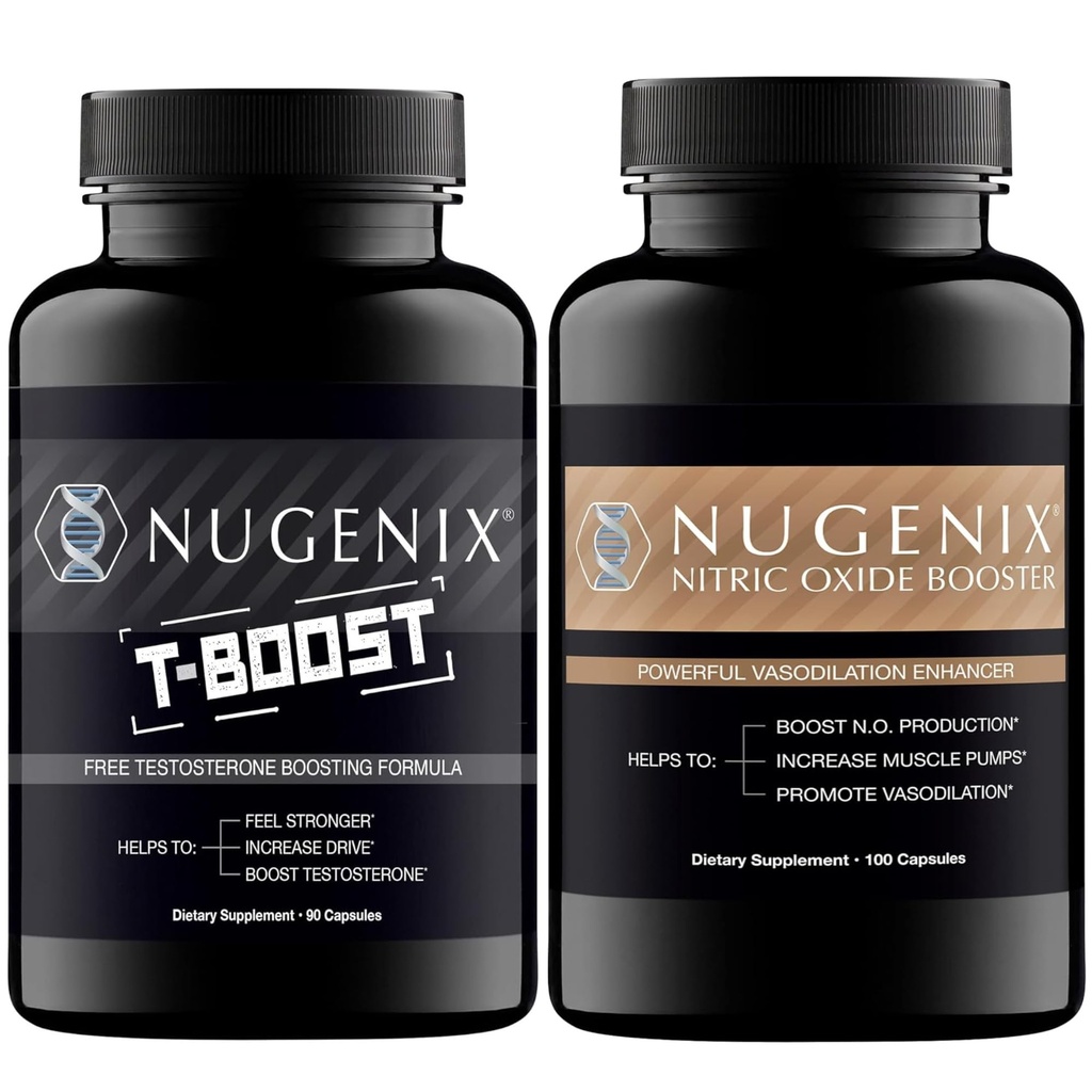 Nugenix Nitric Oxide Booster i T- Boost Free Testosteron Booster dla mężczyzn