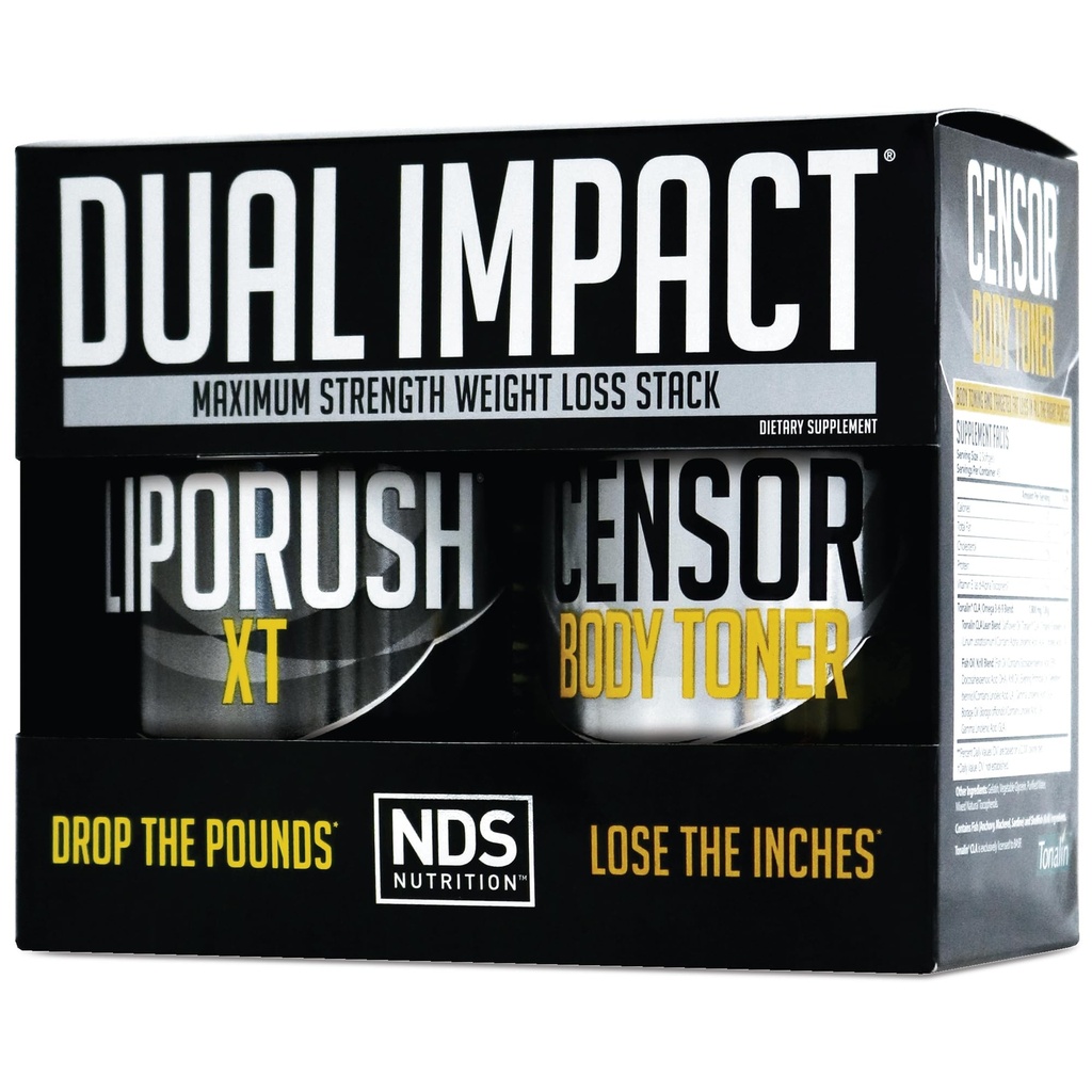 NDS Odżywianie Maksymalna wytrzymałość podwójny zderzenie stosu - Potężny 2- in-1 Weight Loss Kit Łączy wysoką energię Fat- Burning XT Thermogenic z Premium CLA Censor Body Toner (60 Caps & 90 Softgels)