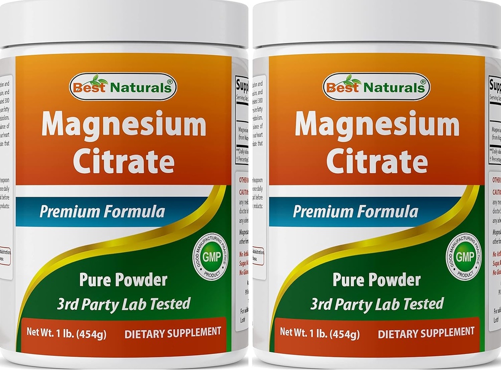 Najlepsi naturalni Magnezu Citrate Powder 1 funt (1 LB (opakowanie po 2))