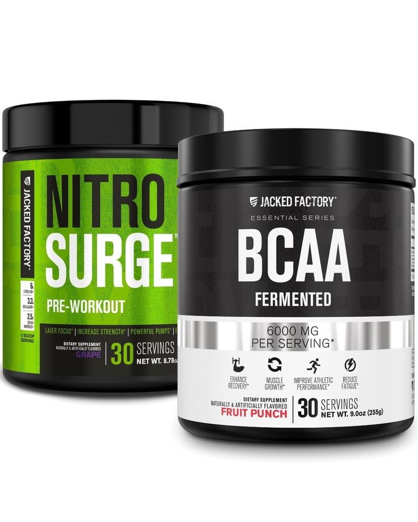 Jacked Factory Nitrosharge Pre- Trening w Grape & BCAA w Punch Owoce dla Muscle Building and Recovery