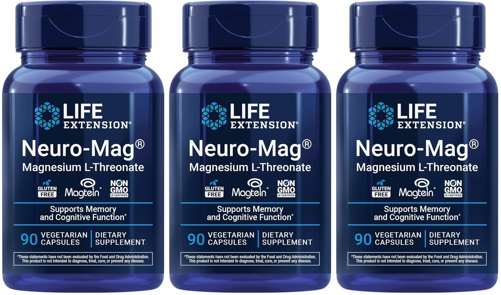 Wydłużenie życia Neuro- mag Magnezu L- treonian, 90 liczenie (opakowanie po 3)