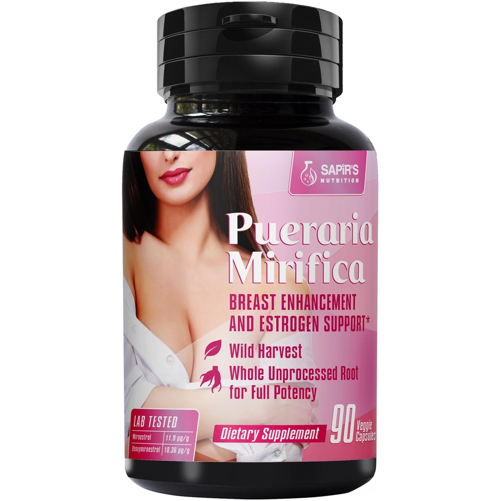 Pueraria Mirifica Kapsułki 2000mg Daily - Pigułki wzmacniające piersi i suplement estrogenowy dla kobiet i mężczyzn, Tabletki rozszerzające piersi dla kobiet i transgender - Wzmacniacz piersi