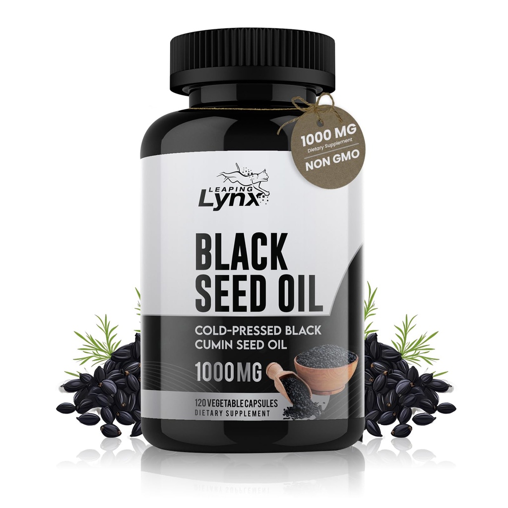 Czyste organiczne Cold- Pressed Black Seed Oil Kapsułki - Wegan Non-GMO Pure Nigella Sativa Czarny Kmin Nasienie Olej dla odporności na piękno i ogólne Wellness Support - Thymoquinone- bogaty 1000mg Serving (60 dni)