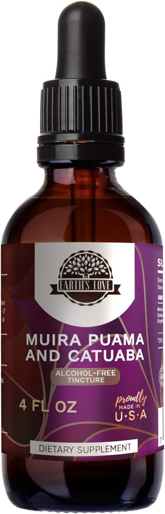 Ziemia 's Love - Muira Puama i Catuaba Alcohol-Free Herbal Extract Tincture, Super@-@ Concentrated (Ptychopetalum Olacoides i Trichilia catigua, Erythroxylum vacciniifolium) Suche Herbs (4 Fl Oz)