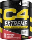 C4 Ekstremalne przedtreningi z proszkiem owocowym Punch 124; Wstępny trening suplement energetyczny dla mężczyzn i kobiet 124; 200mg kofeiny + beta alaniny + kreatura 124; 60 Służenie